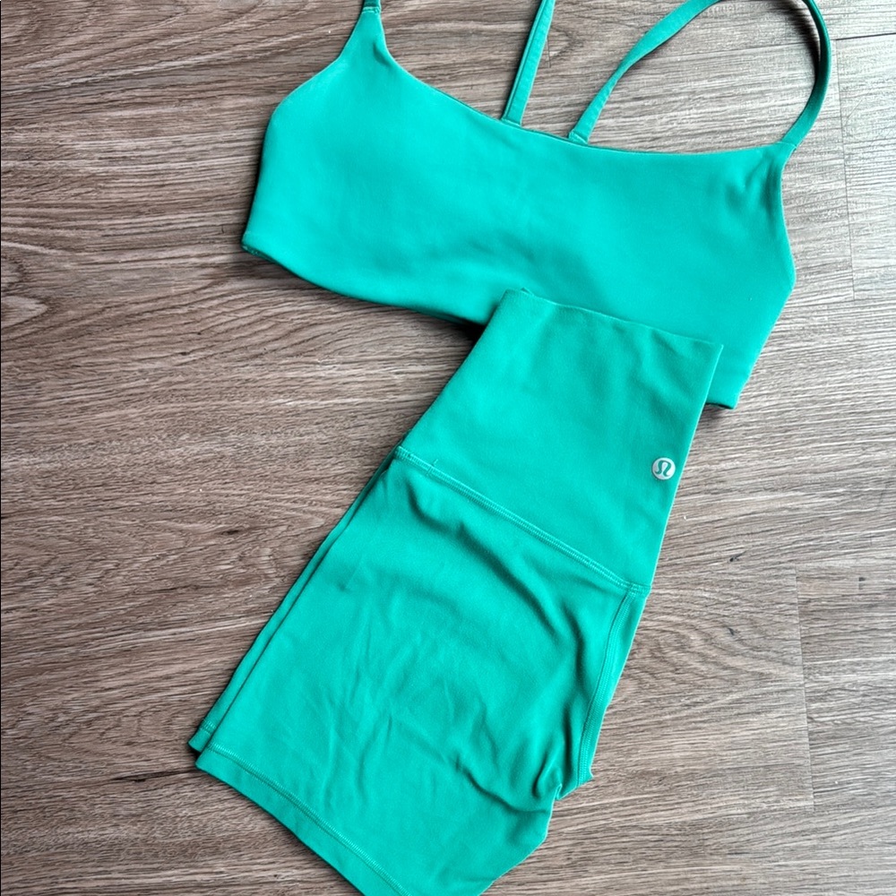 Green Sports Bra and Shorts Set